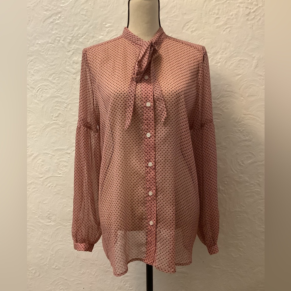 Who What Wear Polka Dot Sheer Blouse